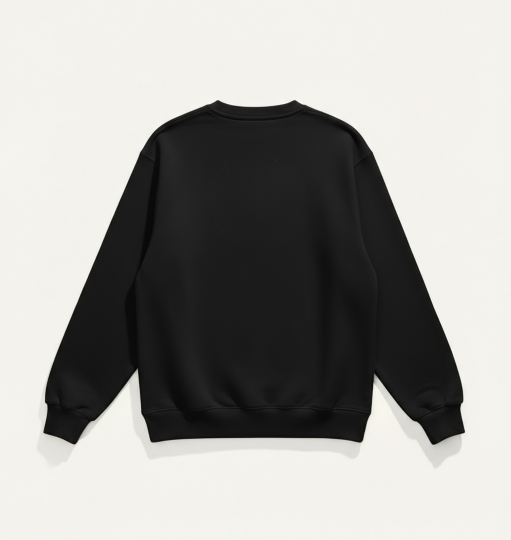 „Rückansicht des schwarzen Niklo Auri Crewnecks – clean ohne Print.“